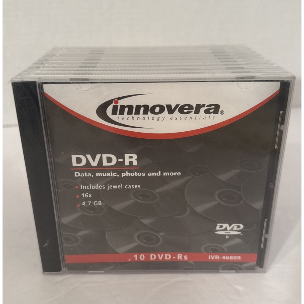 Innovers 10 Pack DVD+R Blank Discs in Jewel Cases 16x 4.7GB BRAND NEW